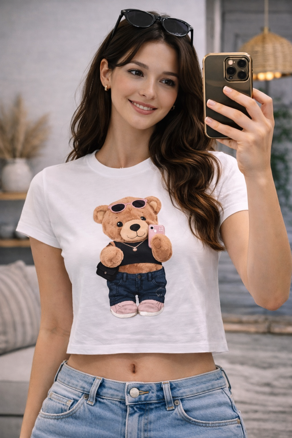 MANDATORY MIRROR SELFIE CROP T-SHIRT - NOIR