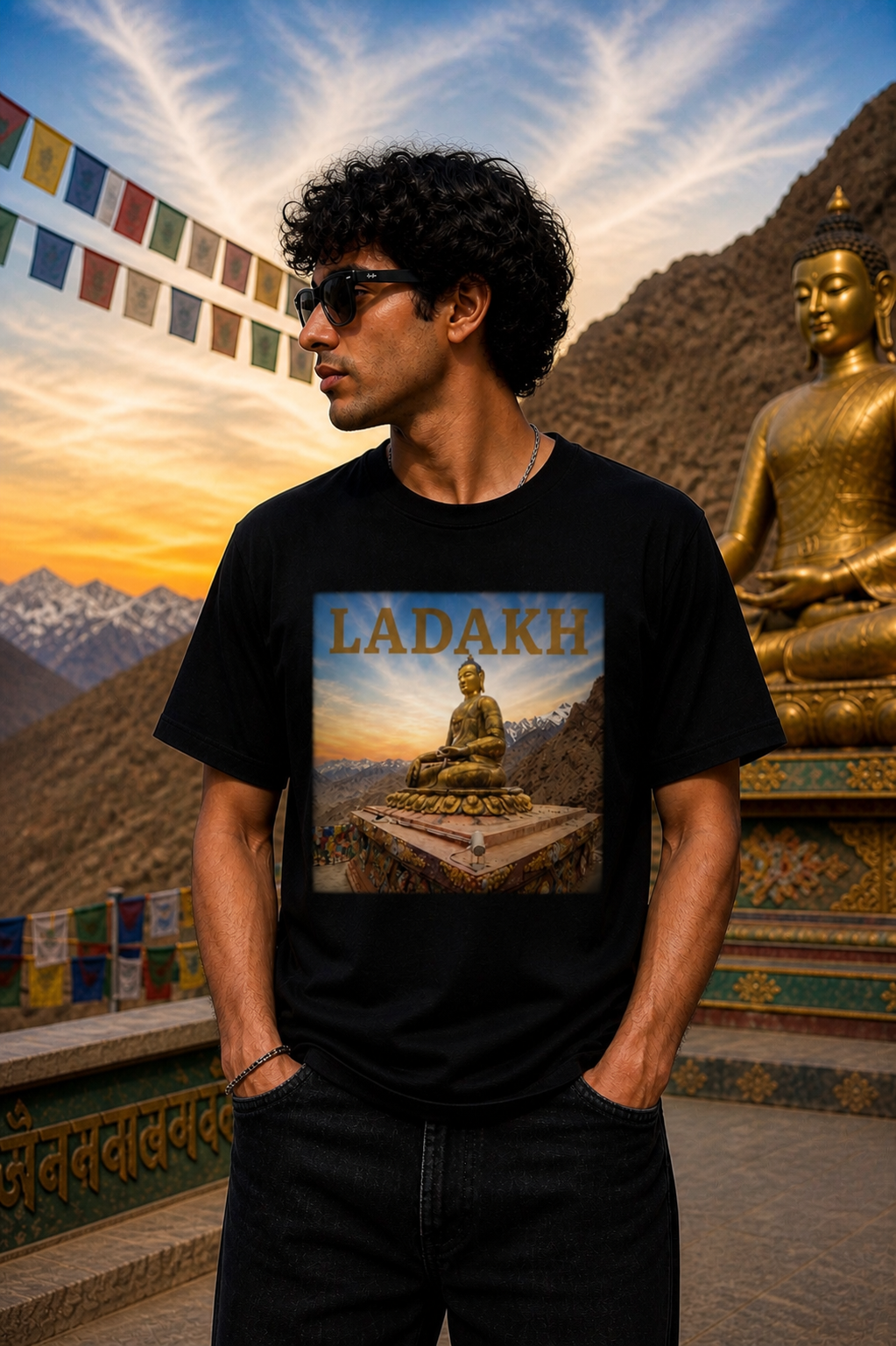 NØIR Ladakh Buddha Graphic Regular Tee - Black