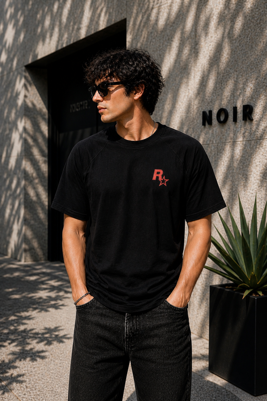 NØIR Never Stop Trying Raglan Tee - Black