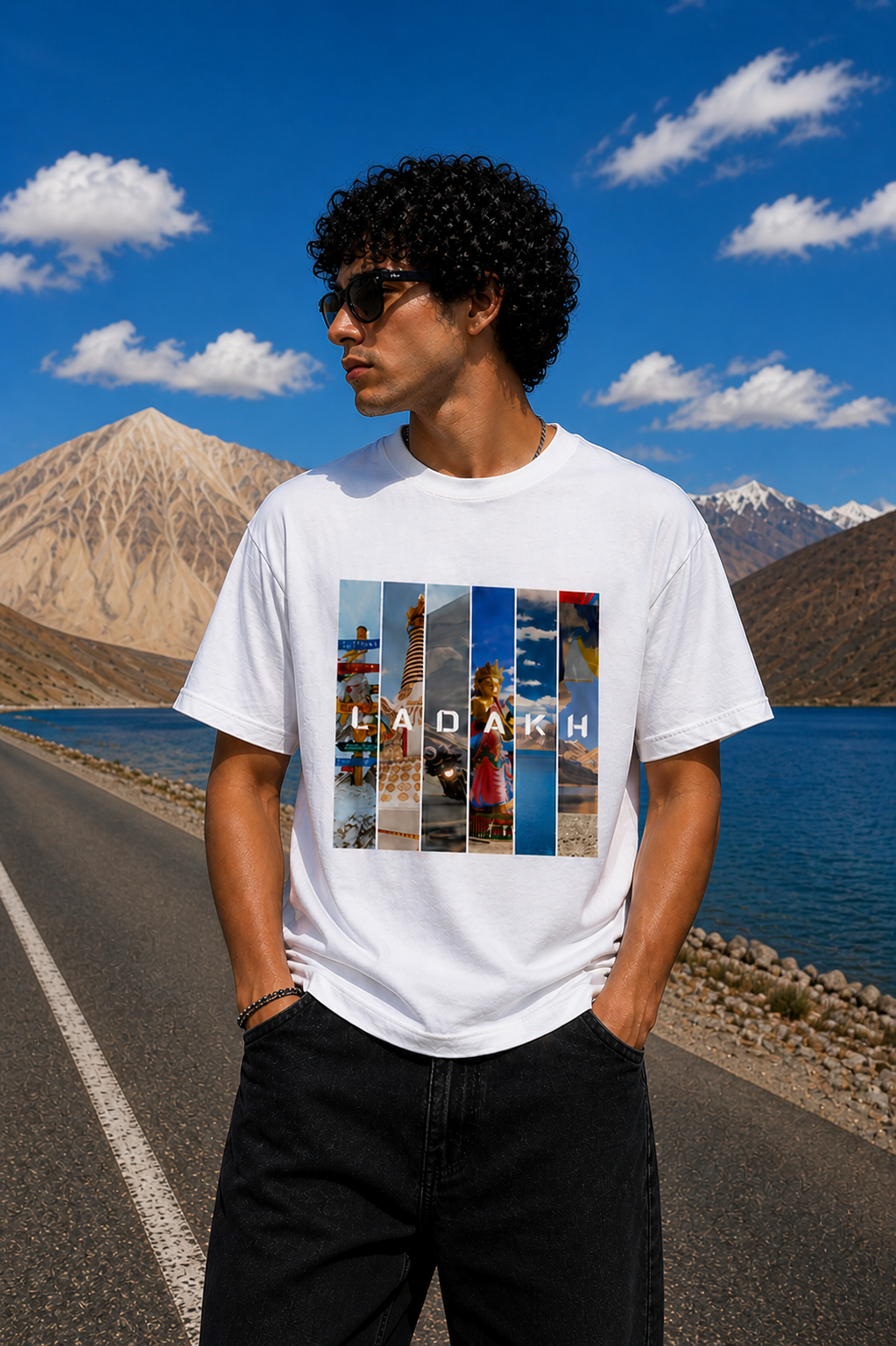 NØIR Ladakh Collage Graphic Regular Tee - White