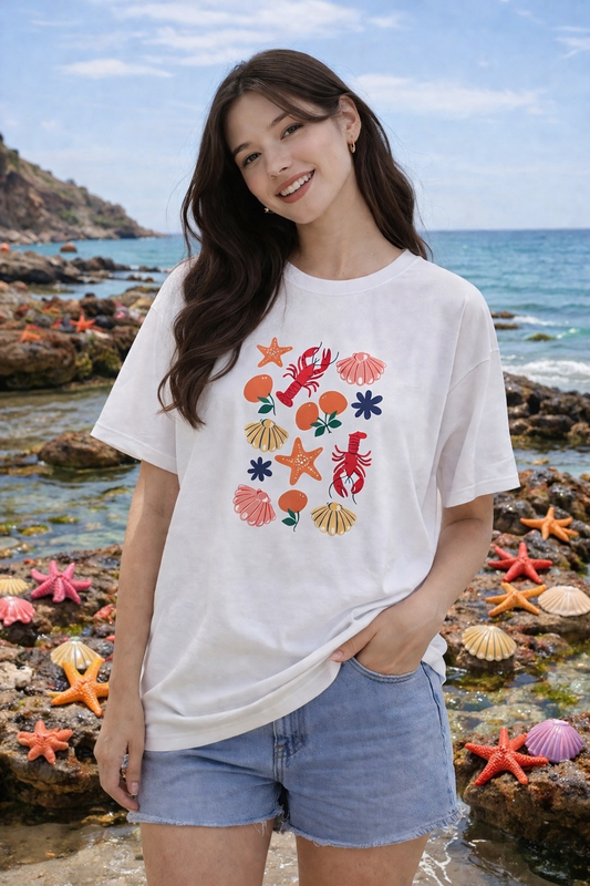 COLOURFUL BEACHY WOMEN T-SHIRT - NOIR