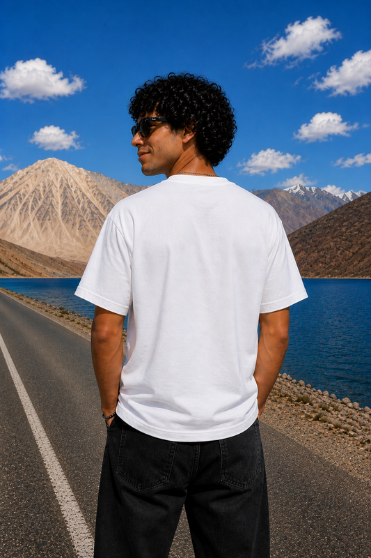 NØIR Ladakh Collage Graphic Regular Tee - White