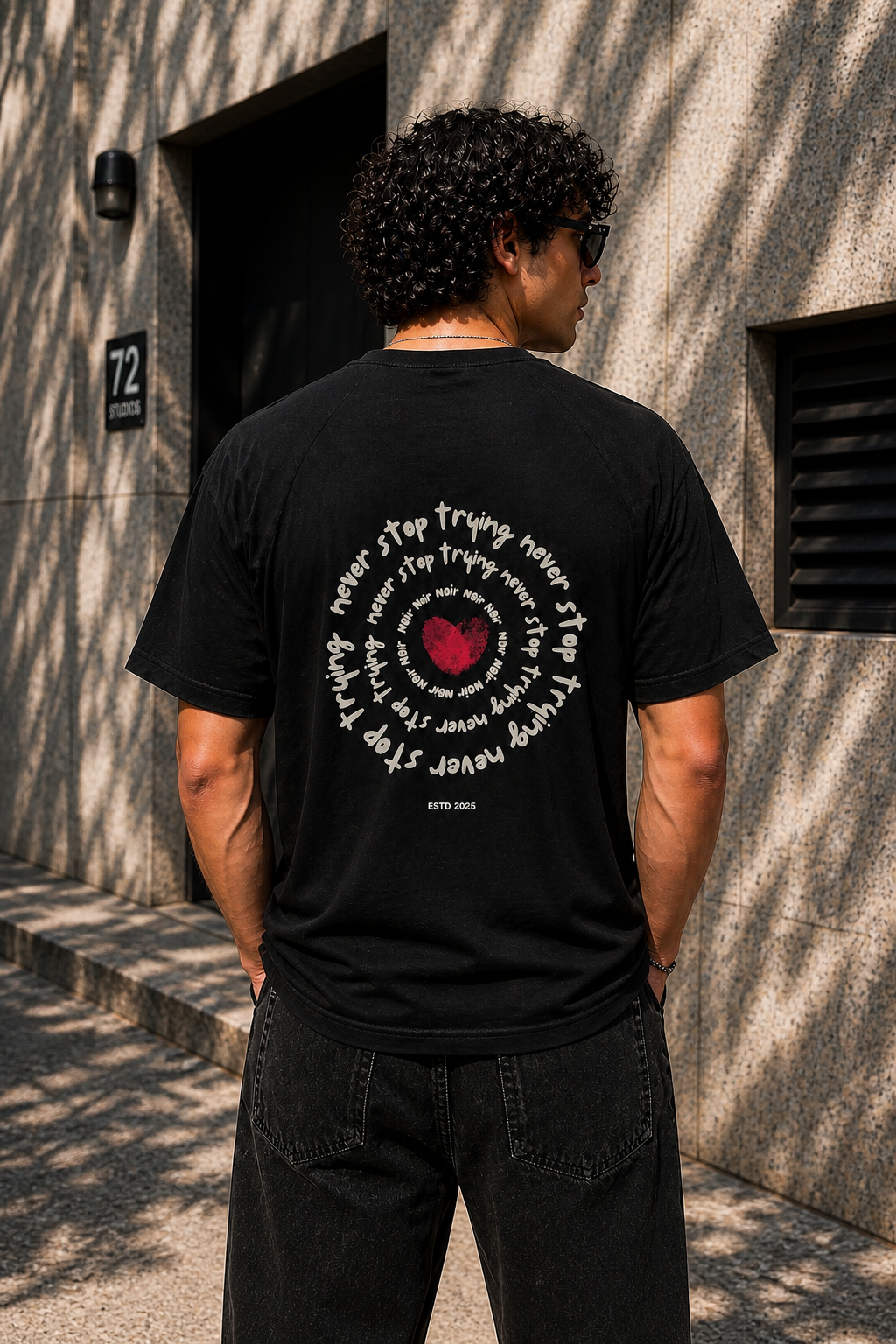 NØIR Never Stop Trying Raglan Tee - Black