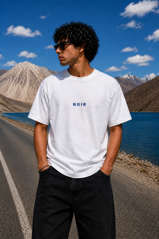 NØIR Regular Fit Cotton Lycra Tee - White